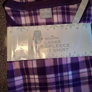 Purple Plaid Ladies Microfleece Night Shirt